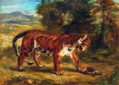 Tiger with Tortoise by Ferdinand Victor Eugene Delacroix